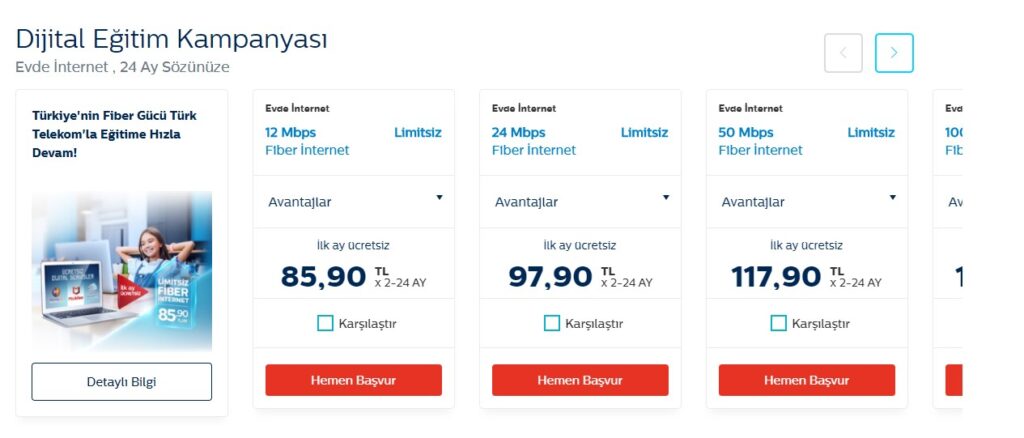Türk Telekom Evde İnternet Paketleri Kampanyaları