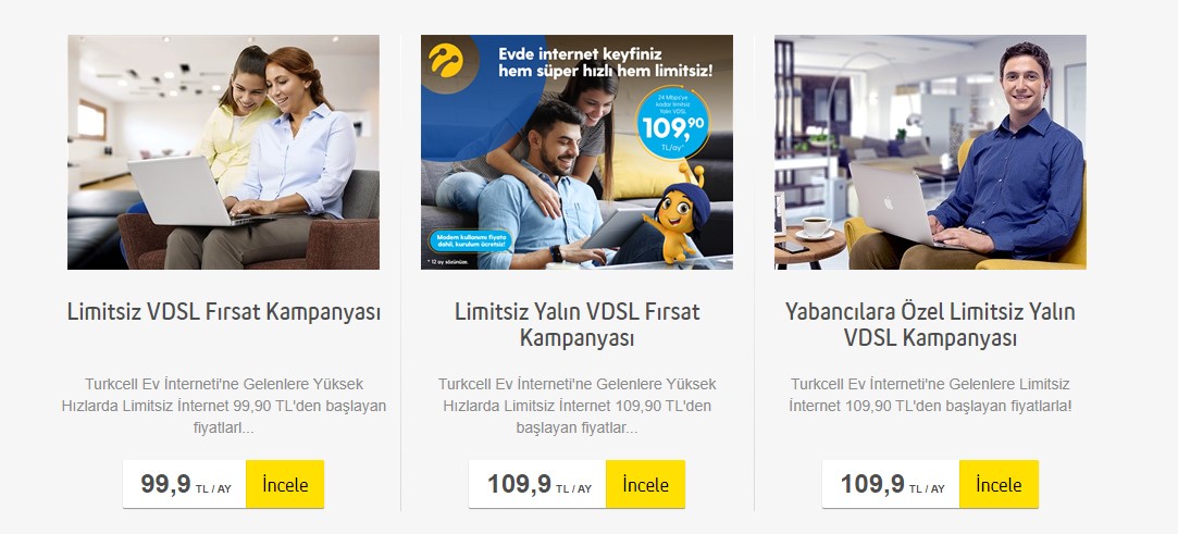 turkcell ev internet paketleri sınırsız